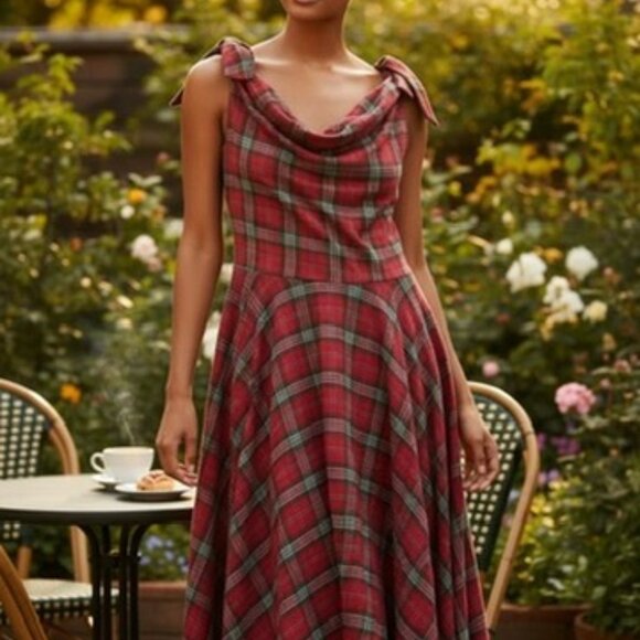 Magnolia Place Red Skater Dress Sleeveless Plaid 2XL (SEE MEASUREMENTS) - Picture 5 of 9